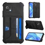 For Xiaomi Mi 11 Lite Dream PU + TPU Four-corner Shockproof Back Cover Case with Card Slots & Holder(Black)