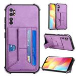 For Xiaomi Mi Note 10 Lite Dream PU + TPU Four-corner Shockproof Back Cover Case with Card Slots & Holder(Purple)