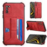 For Xiaomi Poco M3 Dream PU + TPU Four-corner Shockproof Back Cover Case with Card Slots & Holder(Red)