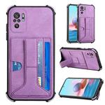 For Xiaomi Redmi Note 10 4G / Note 10S Dream PU + TPU Four-corner Shockproof Back Cover Case with Card Slots & Holder(Purple)