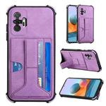 For Xiaomi Redmi Note 10 Pro /  Note 10 Pro Max Dream PU + TPU Four-corner Shockproof Back Cover Case with Card Slots & Holder(Purple)