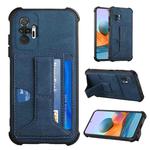 For Xiaomi Redmi Note 10 Pro /  Note 10 Pro Max Dream PU + TPU Four-corner Shockproof Back Cover Case with Card Slots & Holder(Blue)