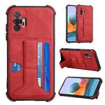 For Xiaomi Redmi Note 10 Pro /  Note 10 Pro Max Dream PU + TPU Four-corner Shockproof Back Cover Case with Card Slots & Holder(Red)