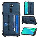 For OPPO A9 2020 / A5 2020 Dream PU + TPU Four-corner Shockproof Back Cover Case with Card Slots & Holder(Blue)