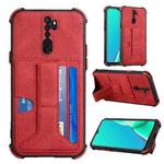 For OPPO A9 2020 / A5 2020 Dream PU + TPU Four-corner Shockproof Back Cover Case with Card Slots & Holder(Red)