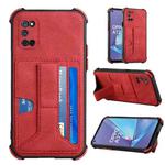For OPPO A52 / A72 / A92 Dream PU + TPU Four-corner Shockproof Back Cover Case with Card Slots & Holder(Red)