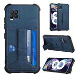 For OPPO Realme 8 Dream PU + TPU Four-corner Shockproof Back Cover Case with Card Slots & Holder(Blue)