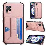 For OPPO Realme 8 Dream PU + TPU Four-corner Shockproof Back Cover Case with Card Slots & Holder(Rose Gold)