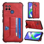 For OPPO Realme C12 / C25 / Narzo 20 / Narzo 30A Dream PU + TPU Four-corner Shockproof Back Cover Case with Card Slots & Holder(Red)