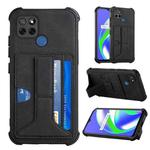 For OPPO Realme C12 / C25 / Narzo 20 / Narzo 30A Dream PU + TPU Four-corner Shockproof Back Cover Case with Card Slots & Holder(Black)