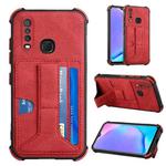 For vivo Y12i / Y11 / Y12 / Y15 / Y17 Dream PU + TPU Four-corner Shockproof Back Cover Case with Card Slots & Holder(Red)