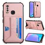 For vivo Y12i / Y11 / Y12 / Y15 / Y17 Dream PU + TPU Four-corner Shockproof Back Cover Case with Card Slots & Holder(Rose Gold)
