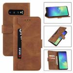For Samsung Galaxy S10+ Reverse Buckle Horizontal Flip PU Leather Case with Holder & Card Slot & Wallet(Brown)