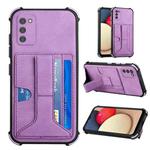 For Samsung Galaxy A02s EU Version Dream PU + TPU Four-corner Shockproof Back Cover Case with Card Slots & Holder(Purple)