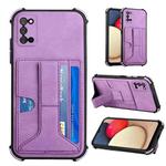 For Samsung Galaxy A02s US Version / A03s Dream PU + TPU Four-corner Shockproof Back Cover Case with Card Slots & Holder(Purple)