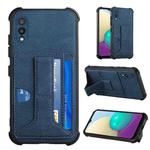 For Samsung Galaxy A02 EU Version / M02 Dream PU + TPU Four-corner Shockproof Back Cover Case with Card Slots & Holder(Blue)