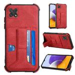 For Samsung Galaxy A22 5G Dream PU + TPU Four-corner Shockproof Back Cover Case with Card Slots & Holder(Red)