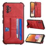 For Samsung Galaxy A32 4G Dream PU + TPU Four-corner Shockproof Back Cover Case with Card Slots & Holder(Red)