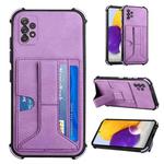 For Samsung Galaxy A72 5G / 4G Dream PU + TPU Four-corner Shockproof Back Cover Case with Card Slots & Holder(Purple)