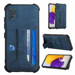 For Samsung Galaxy A72 5G / 4G Dream PU + TPU Four-corner Shockproof Back Cover Case with Card Slots & Holder(Blue)