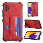 For Samsung Galaxy A72 5G / 4G Dream PU + TPU Four-corner Shockproof Back Cover Case with Card Slots & Holder(Red)