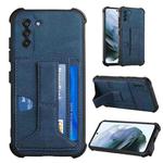 For Samsung Galaxy S21 5G Dream PU + TPU Four-corner Shockproof Back Cover Case with Card Slots & Holder(Blue)