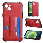 For iPhone 13 mini Dream PU+TPU Four-corner Shockproof Back Cover Case with Card Slots & Holder (Red)
