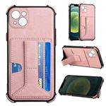 For iPhone 13 mini Dream PU+TPU Four-corner Shockproof Back Cover Case with Card Slots & Holder (Rose Gold)