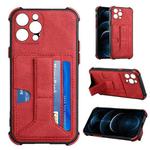 For iPhone 13 Pro Dream PU+TPU Four-corner Shockproof Back Cover Case with Card Slots & Holder (Red)