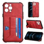 For iPhone 13 Pro Max Dream PU+TPU Four-corner Shockproof Back Cover Case with Card Slots & Holder (Red)