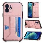 For iPhone 12 mini Dream PU+TPU Four-corner Shockproof Back Cover Case with Card Slots & Holder (Rose Gold)