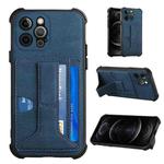 For iPhone 12 Pro Dream PU+TPU Four-corner Shockproof Back Cover Case with Card Slots & Holder(Blue)