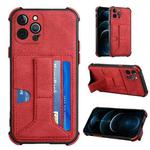 For iPhone 12 Pro Max Dream PU+TPU Four-corner Shockproof Back Cover Case with Card Slots & Holder(Red)