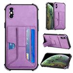 For iPhone X / XS Dream PU+TPU Four-corner Shockproof Back Cover Case with Card Slots & Holder(Purple)