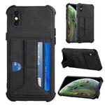 For iPhone X / XS Dream PU+TPU Four-corner Shockproof Back Cover Case with Card Slots & Holder(Black)