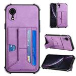 For iPhone XR Dream PU+TPU Four-corner Shockproof Back Cover Case with Card Slots & Holder(Purple)