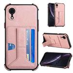 For iPhone XR Dream PU+TPU Four-corner Shockproof Back Cover Case with Card Slots & Holder(Rose Gold)