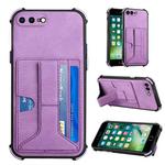 Dream PU+TPU Four-corner Shockproof Back Cover Case with Card Slots & Holder For iPhone 8 Plus / 7  Plus(Purple)