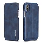 For iPhone X / XS Hon Ancient Series Leather Case with Card Slots & Holder & Wallet(Blue)