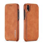 For iPhone XR Hon Ancient Series Leather Case with Card Slots & Holder & Wallet(Brown)