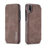 For iPhone XR Hon Ancient Series Leather Case with Card Slots & Holder & Wallet(Coffee)