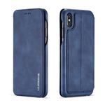 For iPhone XS Max Hon Ancient Series Leather Case with Card Slots & Holder & Wallet(Blue)