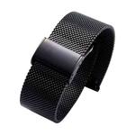 18mm 304 Stainless Steel Single Buckle Watch Band(Black)