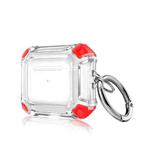 Anti-drop Transparent PC Two-color Earphone Protective Case with Hanging Loop for AirPods 3(Red)