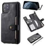 For iPhone 11 Pro Max Buckle Zipper Shockproof Protective Case with Holder & Card Slots & Wallet & Lanyard & Photos Frame(Gray)