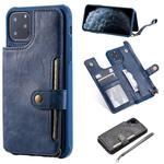 For iPhone 11 Pro Max Buckle Zipper Shockproof Protective Case with Holder & Card Slots & Wallet & Lanyard & Photos Frame(Blue)