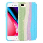 Herringbone Texture Silicone Protective Case For iPhone 8 Plus & 7 Plus(Rainbow Green)