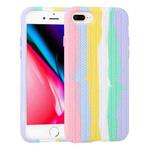 Herringbone Texture Silicone Protective Case For iPhone 8 Plus & 7 Plus(Rainbow Pink)