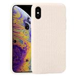 For iPhone X / XS Herringbone Texture Silicone Protective Case(White)