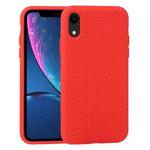 For iPhone XR Herringbone Texture Silicone Protective Case(Red)